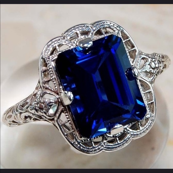 Jewelry - vintage sapphire ring stamp 925 size 7.5